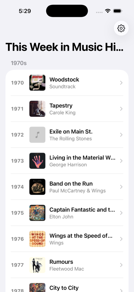 musicLedger — This Week in Music History with the #1 album for every year