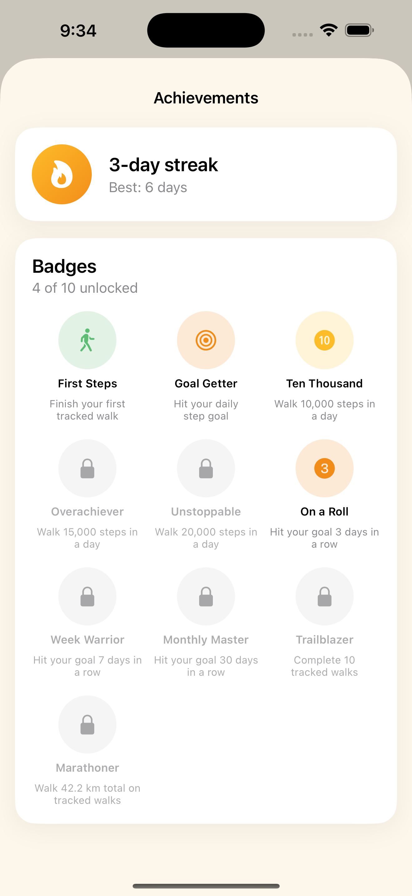 StepHive β Streaks and achievement badges