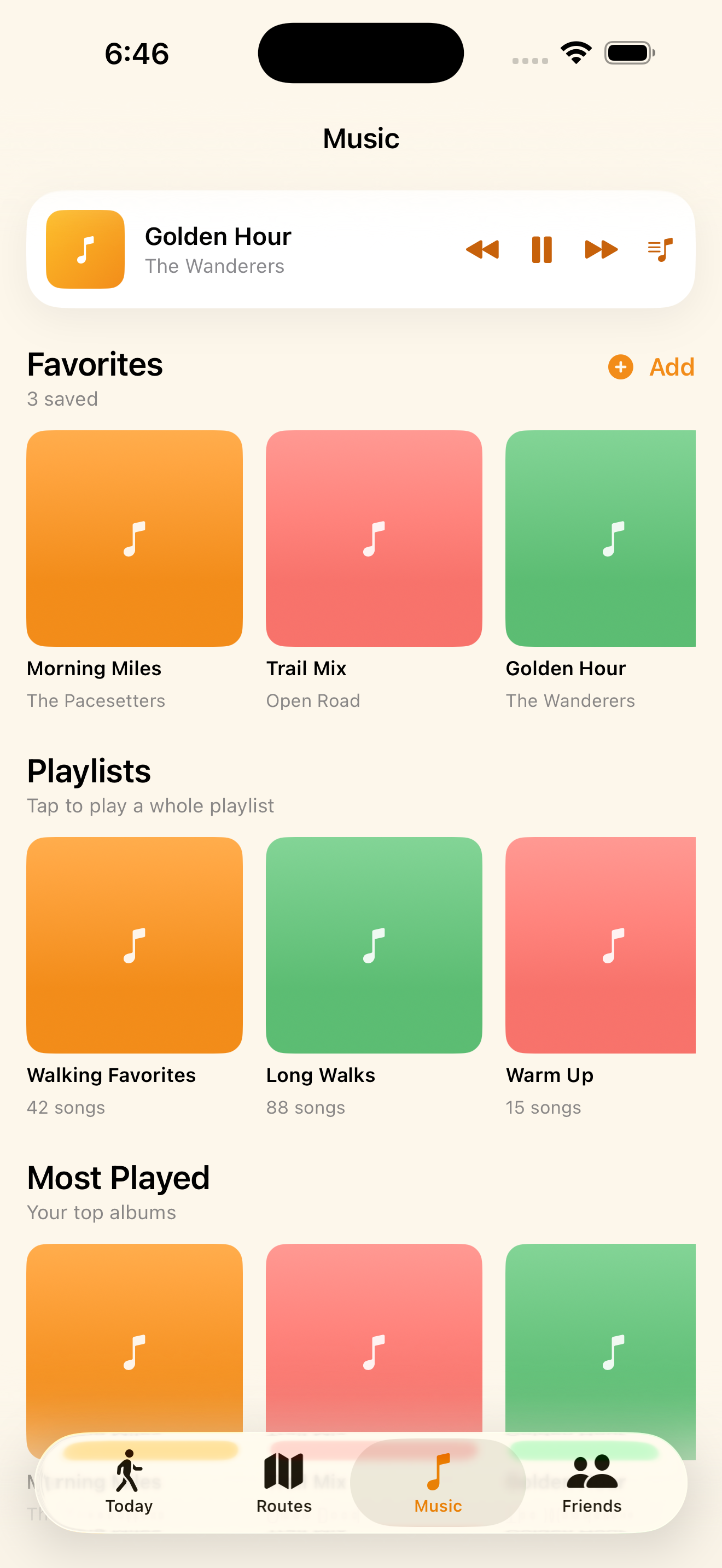 StepHive β Music tab with favorite albums, playlists and top songs