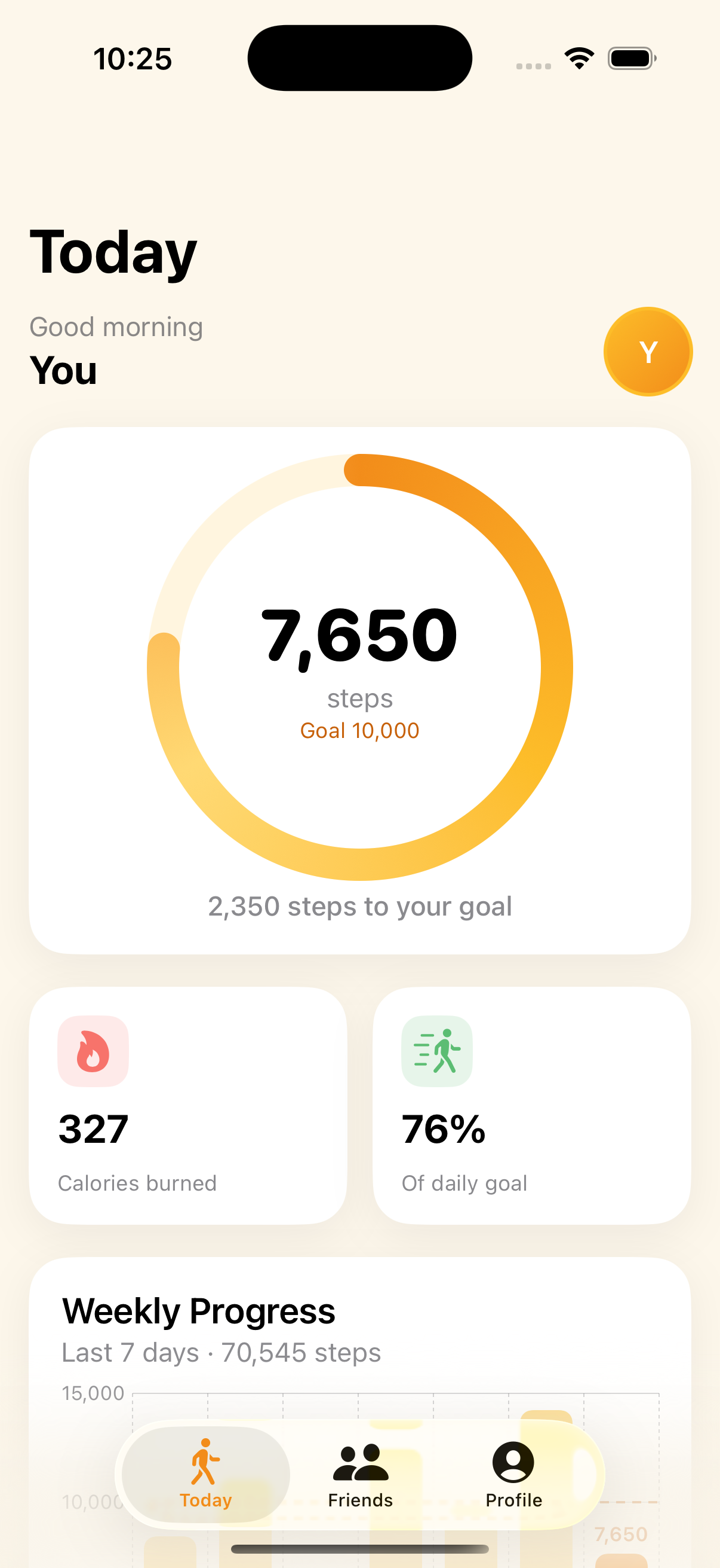 StepHive — Today screen with steps and goal ring